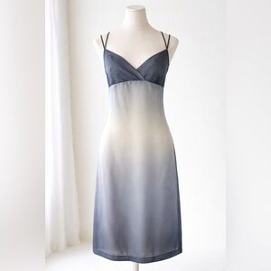 NWT Blue Ombre Satin Slip Dress Minimal Cami Midi XS